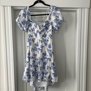 Floral Blue and White Dress